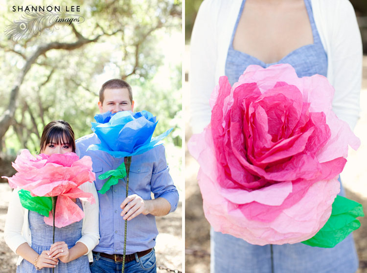 paper flower engagement session