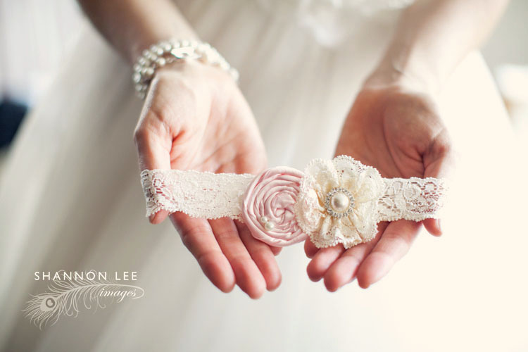 pink lace wedding garter