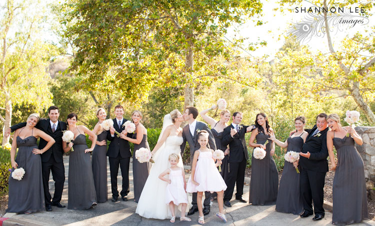 pink and grey wedding party
