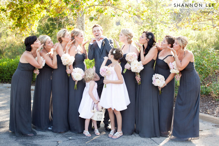 pink and grey wedding party