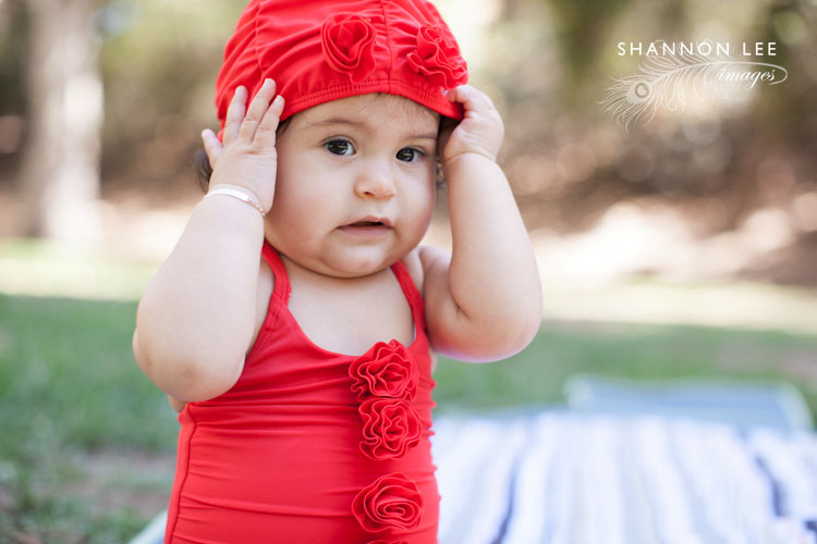 red baby swimsuit