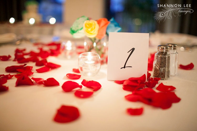 rose petal wedding table decor