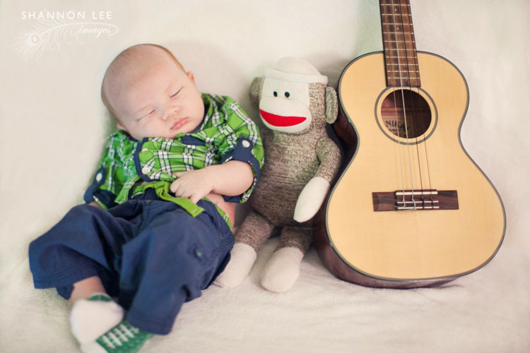 monkey guitar newborn session
