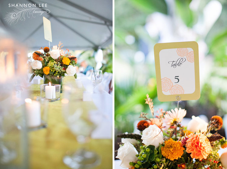 orange and green wedding details