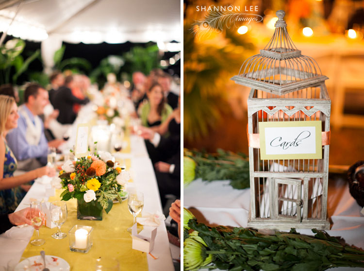 coral and green wedding details