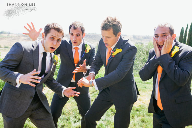 im late groomsmen pose