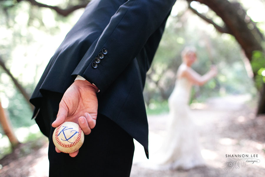 baseball wedding bride and groom