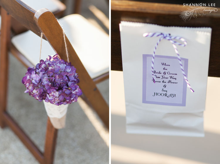 purple wedding ceremony details