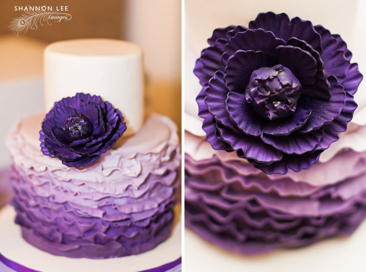 purple ruffle ombre cakle
