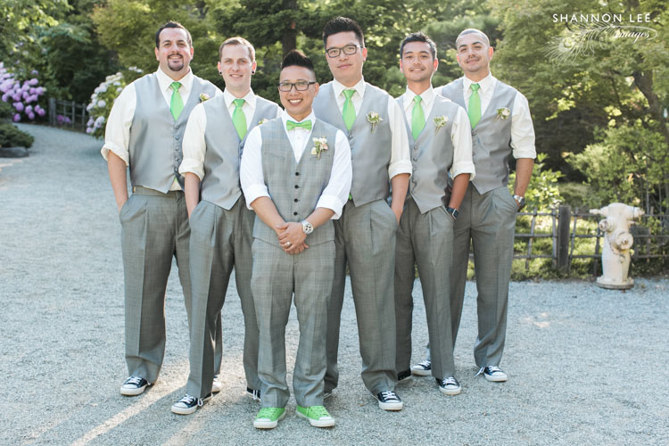 green themed wedding party