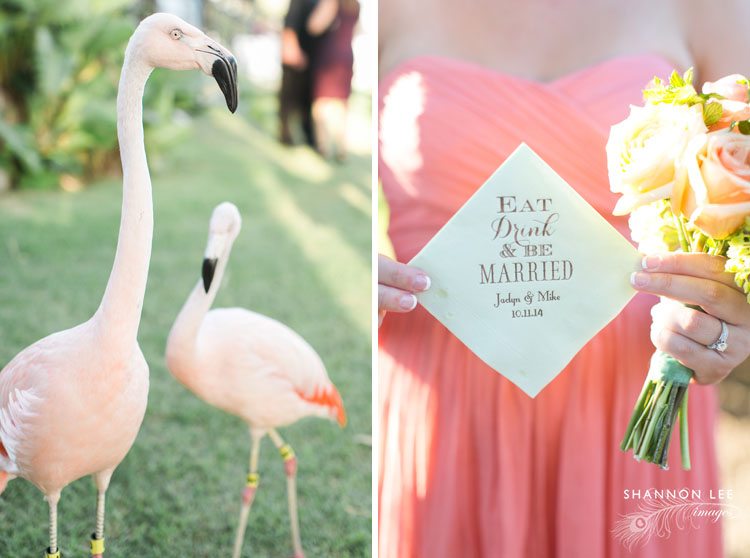 eat drink be married napkins flamingo wedding