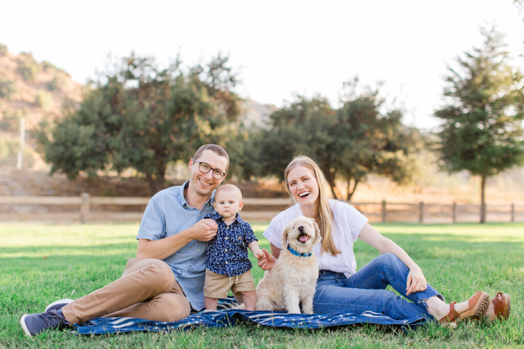 family of four including their 6 month old and dog portrait | los angeles family photographer